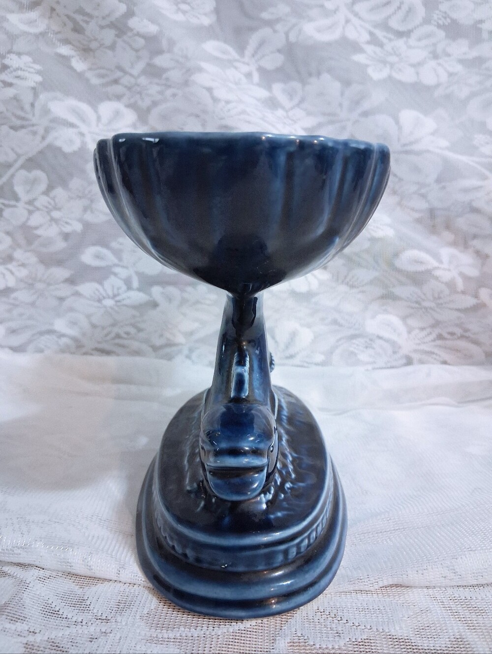 Vintage Devonway Kingsbridge Art Deco Fish Dish Bonbons Trinket Soap Cobalt Blue - Picture 6 of 12